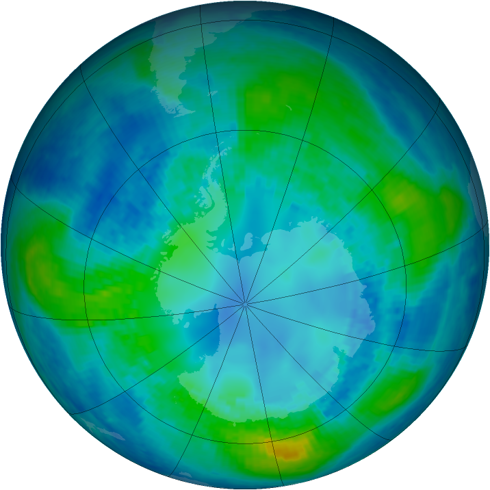 Antarctic ozone map for 21 April 2004